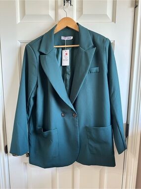 BBX Lephsnt Women’s Oversized Blazer Blackish Green Size L NWT
